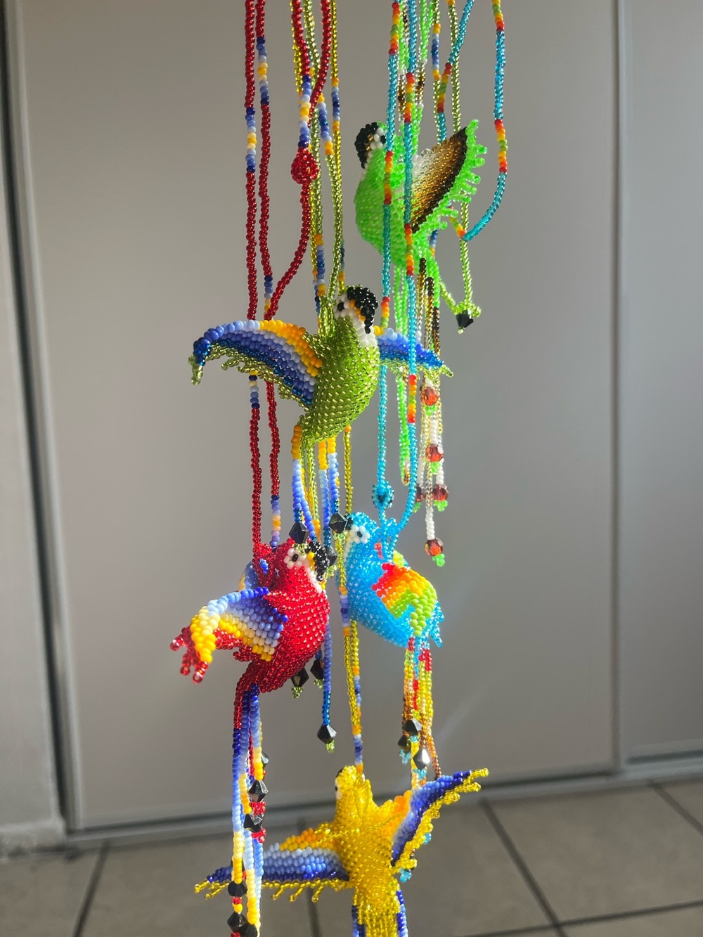 Scarlet Macaw Beads Necklace Colorful Tropical Bird Jewelry Handmade Colombian - Picture 6 of 8